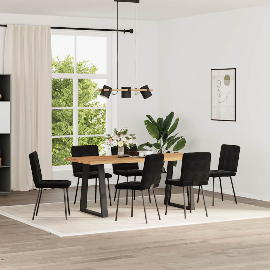 vidaXL Krzesła stołowe, 6 szt., czarne, obite aksamitem