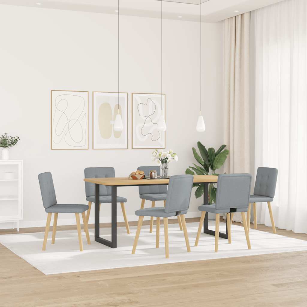 vidaXL Krzesła stołowe, 6 szt., jasnoszare, tapicerowane tkaniną