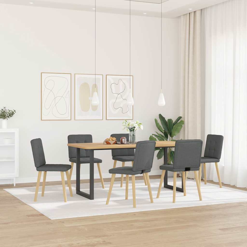 vidaXL Krzesła stołowe, 6 szt., ciemnoszare, obite tkaniną