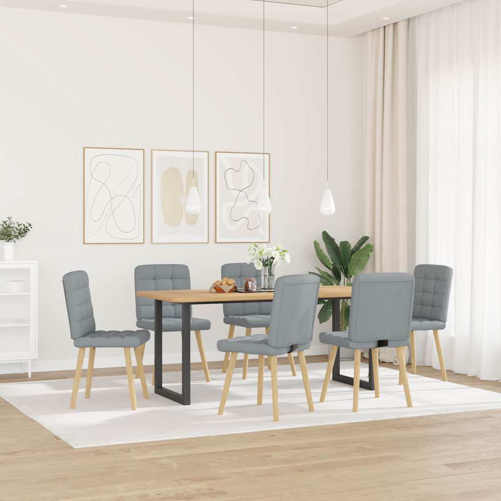 vidaXL Krzesła stołowe, 6 szt., jasnoszare, tapicerowane tkaniną