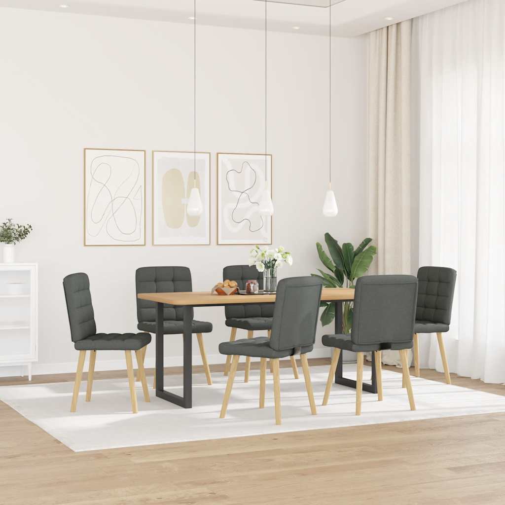 vidaXL Krzesła stołowe, 6 szt., ciemnoszare, obite tkaniną