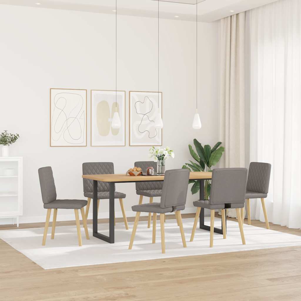 vidaXL Krzesła stołowe, 6 szt., taupe, tapicerowane tkaniną