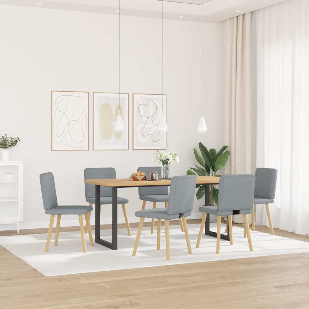 vidaXL Krzesła stołowe, 6 szt., jasnoszare, tapicerowane tkaniną