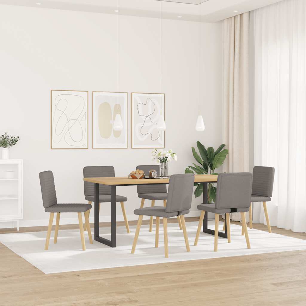 vidaXL Krzesła stołowe, 6 szt., taupe, tapicerowane tkaniną