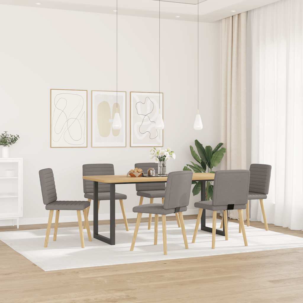 vidaXL Krzesła stołowe, 6 szt., taupe, tapicerowane tkaniną