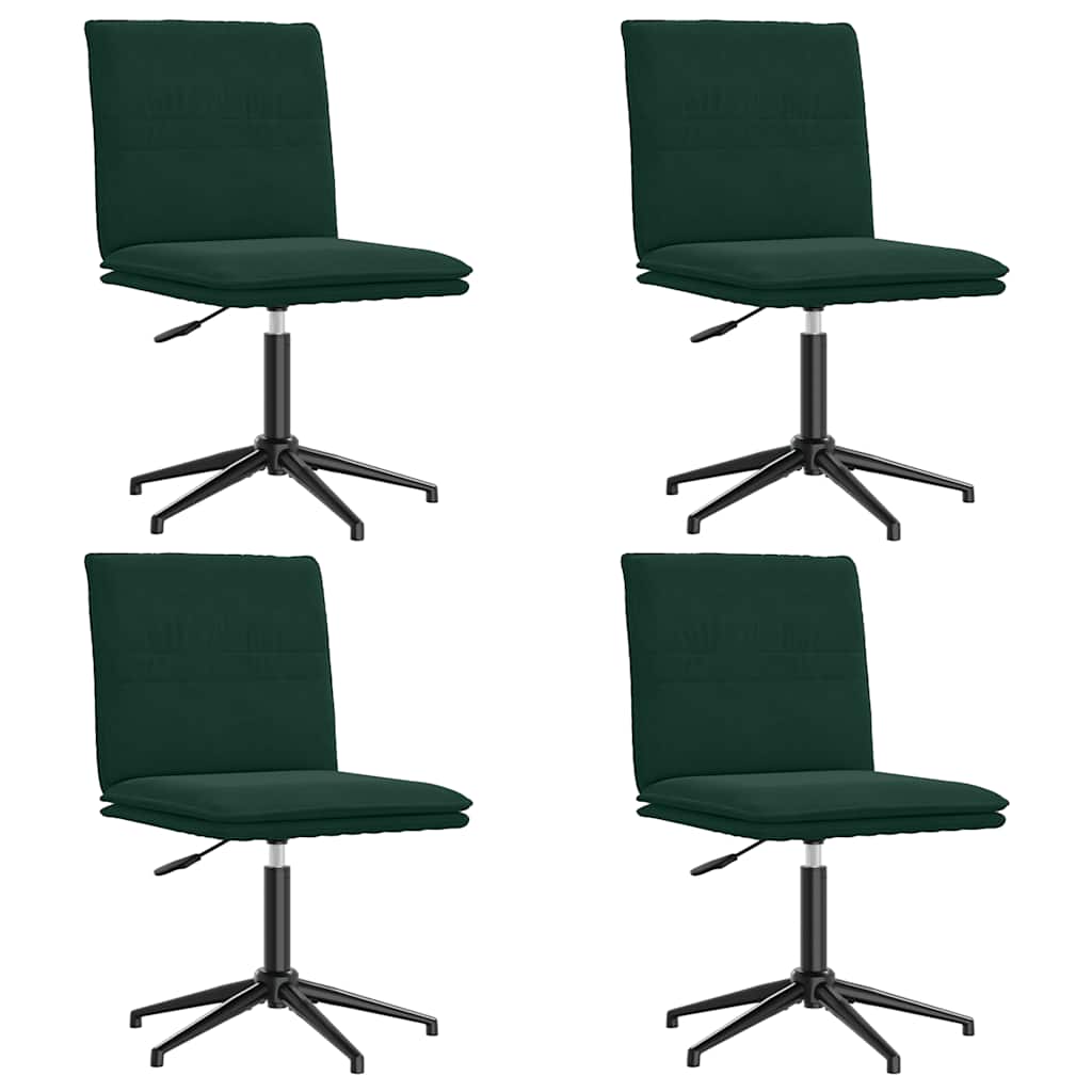 vidaXL Krzesła stołowe, 4 szt., ciemnozielone, obite aksamitem
