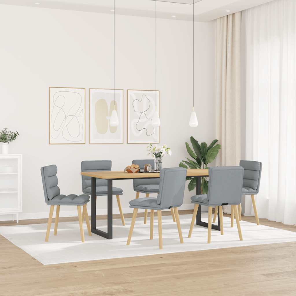 vidaXL Krzesła stołowe, 6 szt., jasnoszare, tapicerowane tkaniną