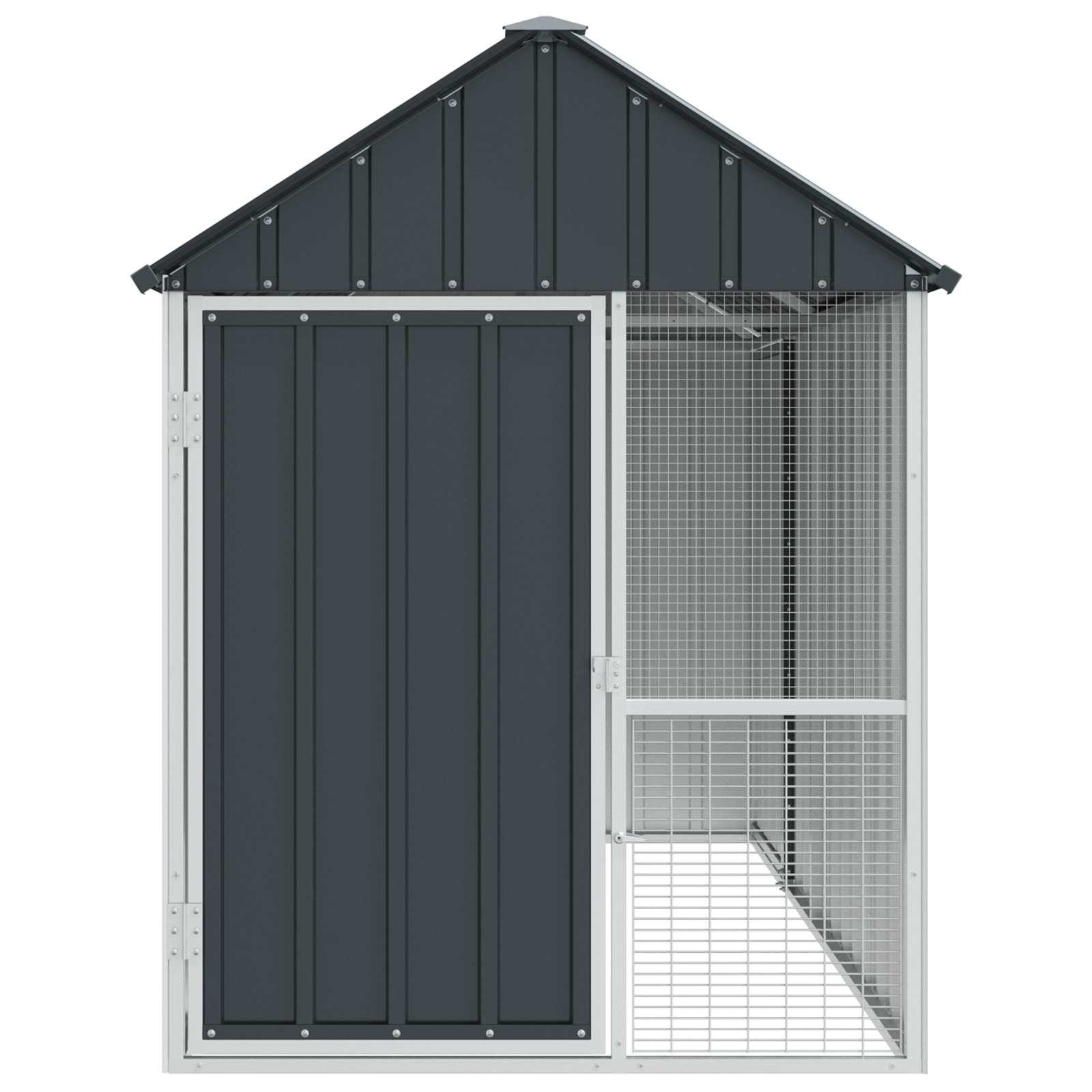 vidaXL Klatka dla ptaków z przechowywaniem Antracyt 215 x 112 x 141 cm