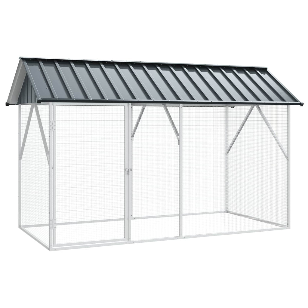 vidaXL Klatka dla ptaków z przechowywaniem Antracyt 227 x 112 x 141 cm