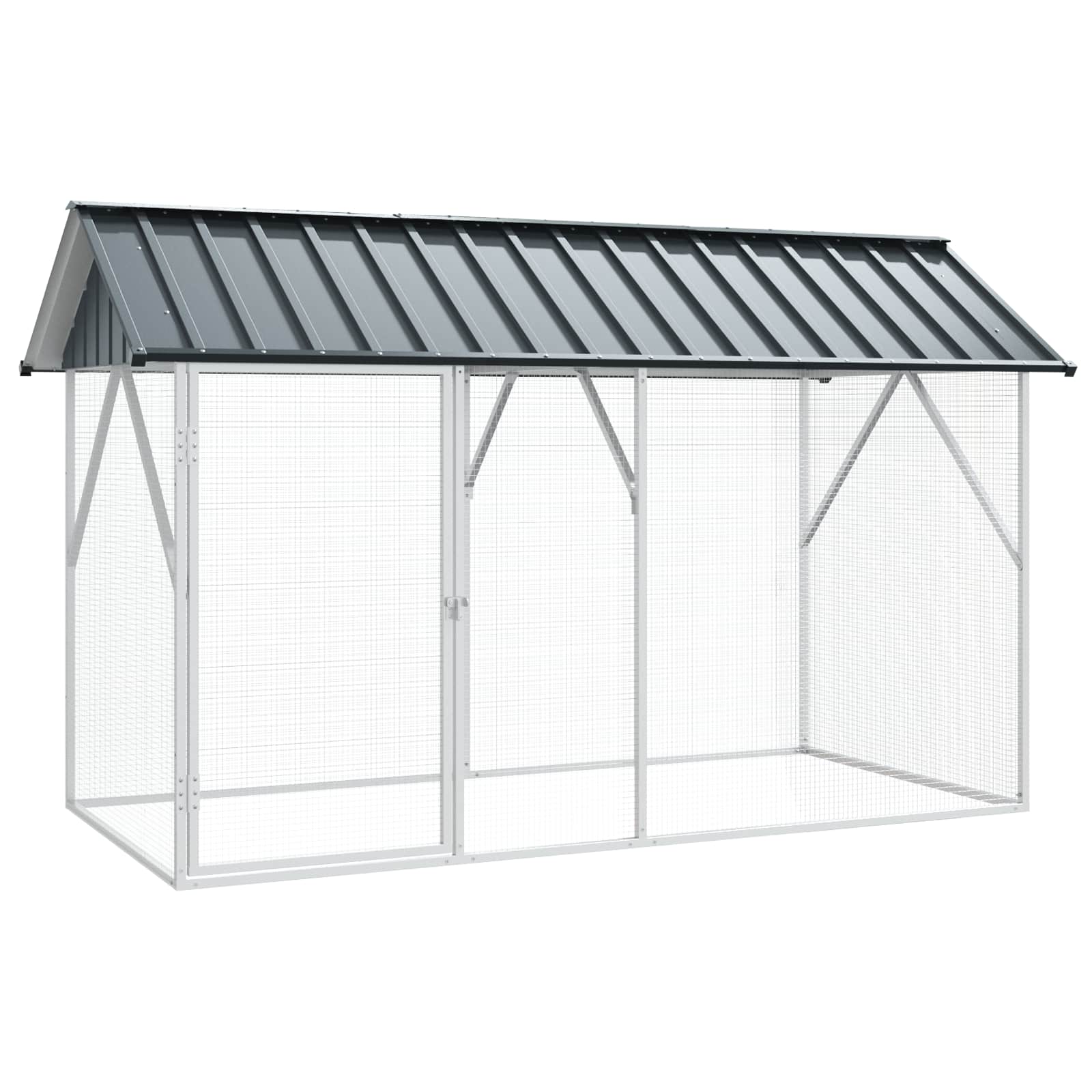 vidaXL Klatka dla ptaków z przechowywaniem Antracyt 227 x 112 x 141 cm
