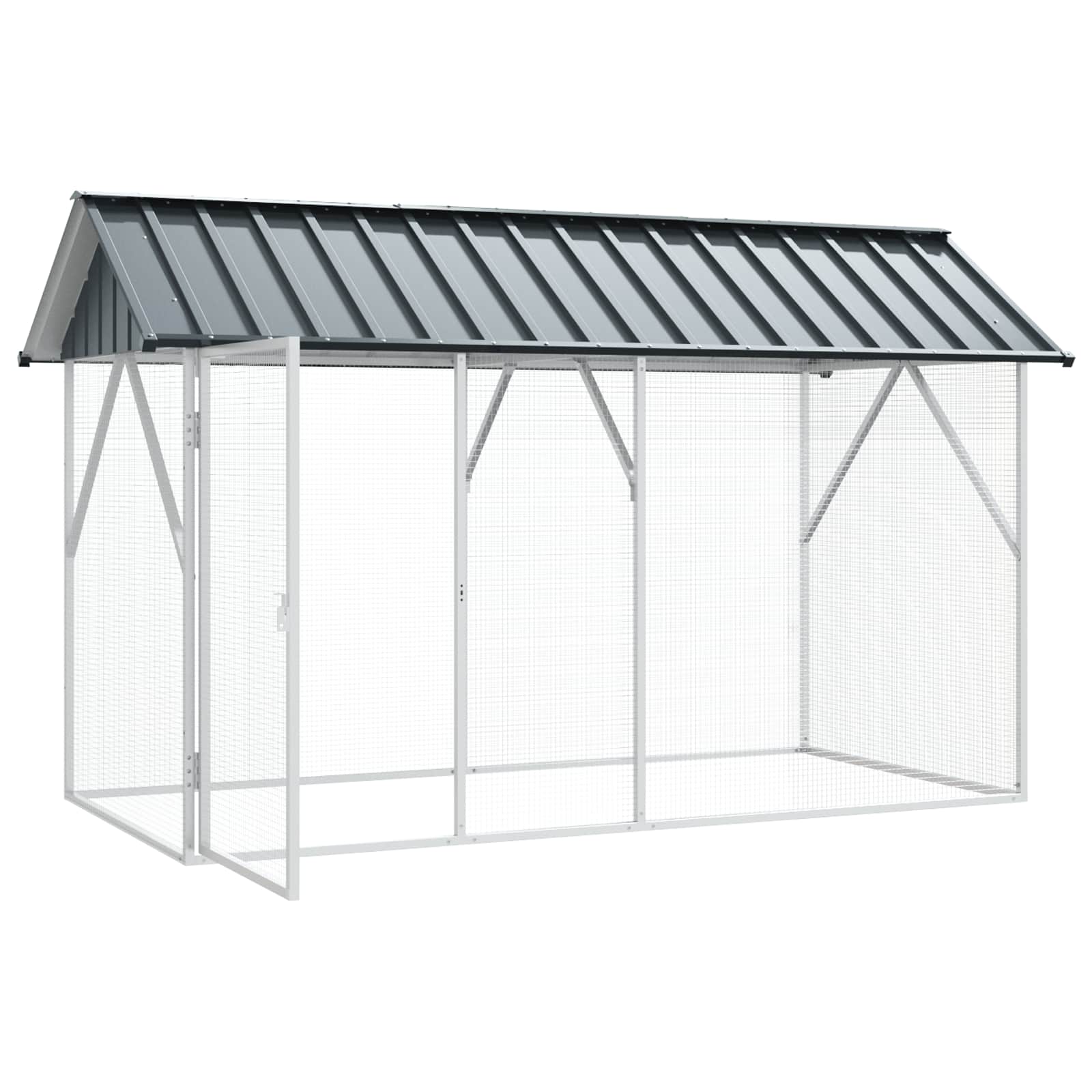 vidaXL Klatka dla ptaków z przechowywaniem Antracyt 227 x 112 x 141 cm