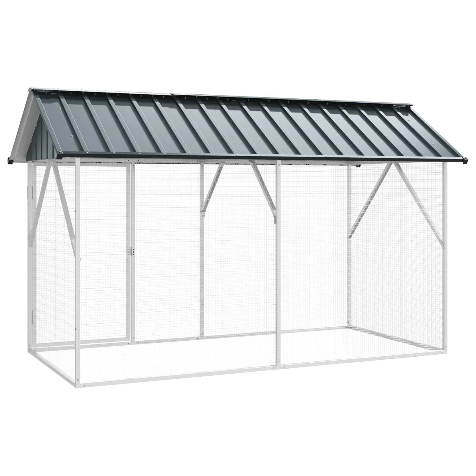 vidaXL Klatka dla ptaków z przechowywaniem Antracyt 227 x 112 x 141 cm