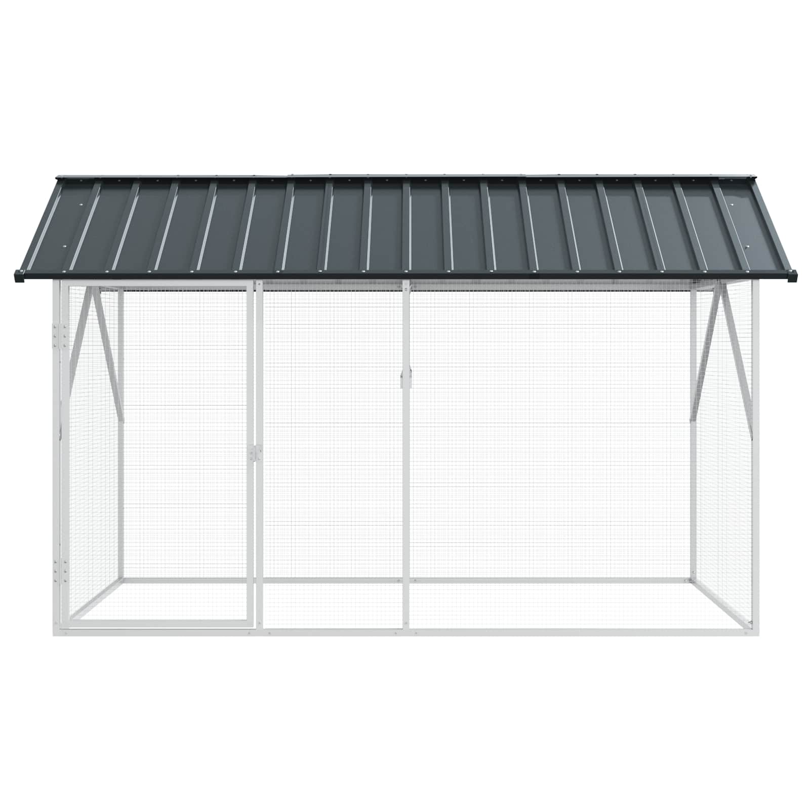 vidaXL Klatka dla ptaków z przechowywaniem Antracyt 227 x 112 x 141 cm
