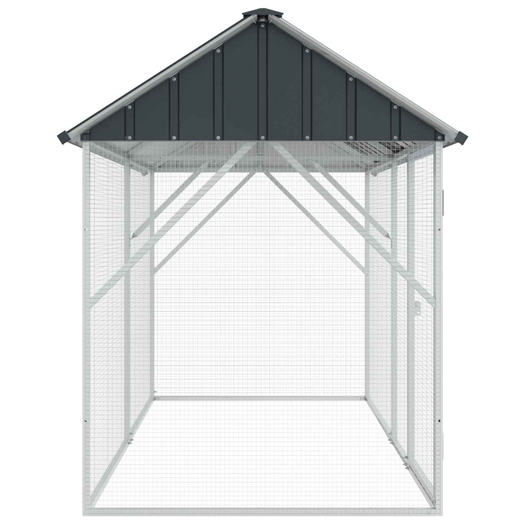 vidaXL Klatka dla ptaków z przechowywaniem Antracyt 227 x 112 x 141 cm