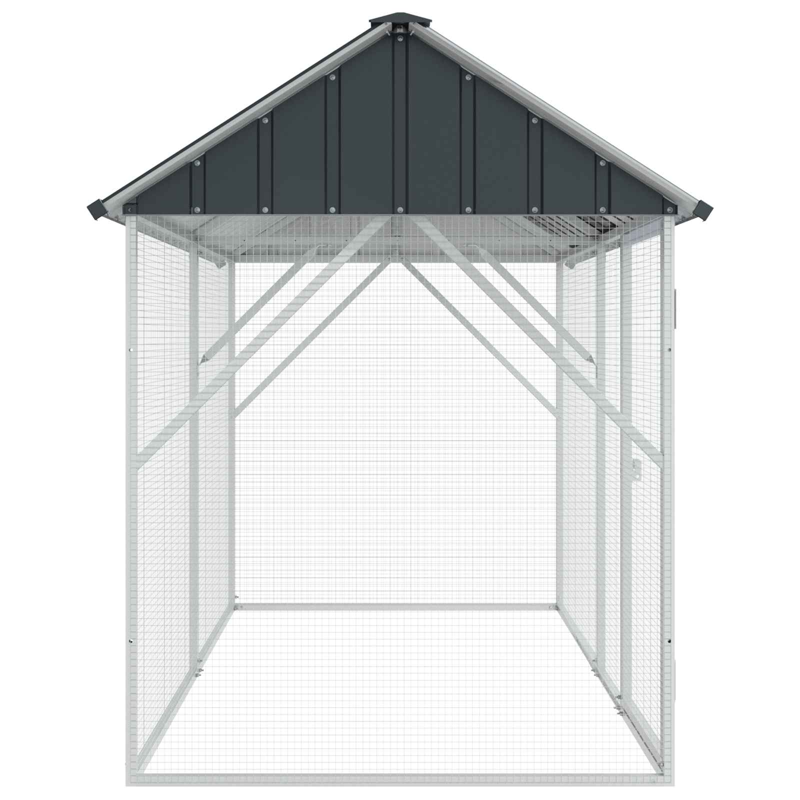 vidaXL Klatka dla ptaków z przechowywaniem Antracyt 227 x 112 x 141 cm