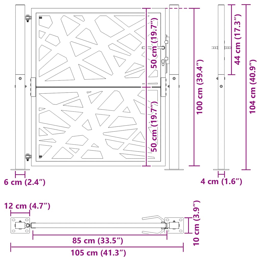 vidaXL Brama ogrodowa 100x100 cm Stal nierdzewna Lekka konstrukcja