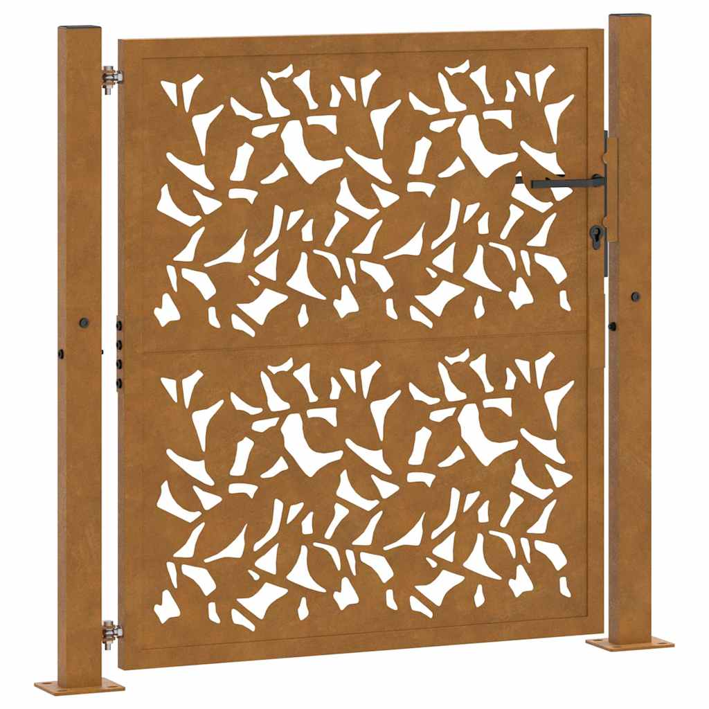 vidaXL Brama ogrodowa 100x100 cm Stal nierdzewna Wzór liścia