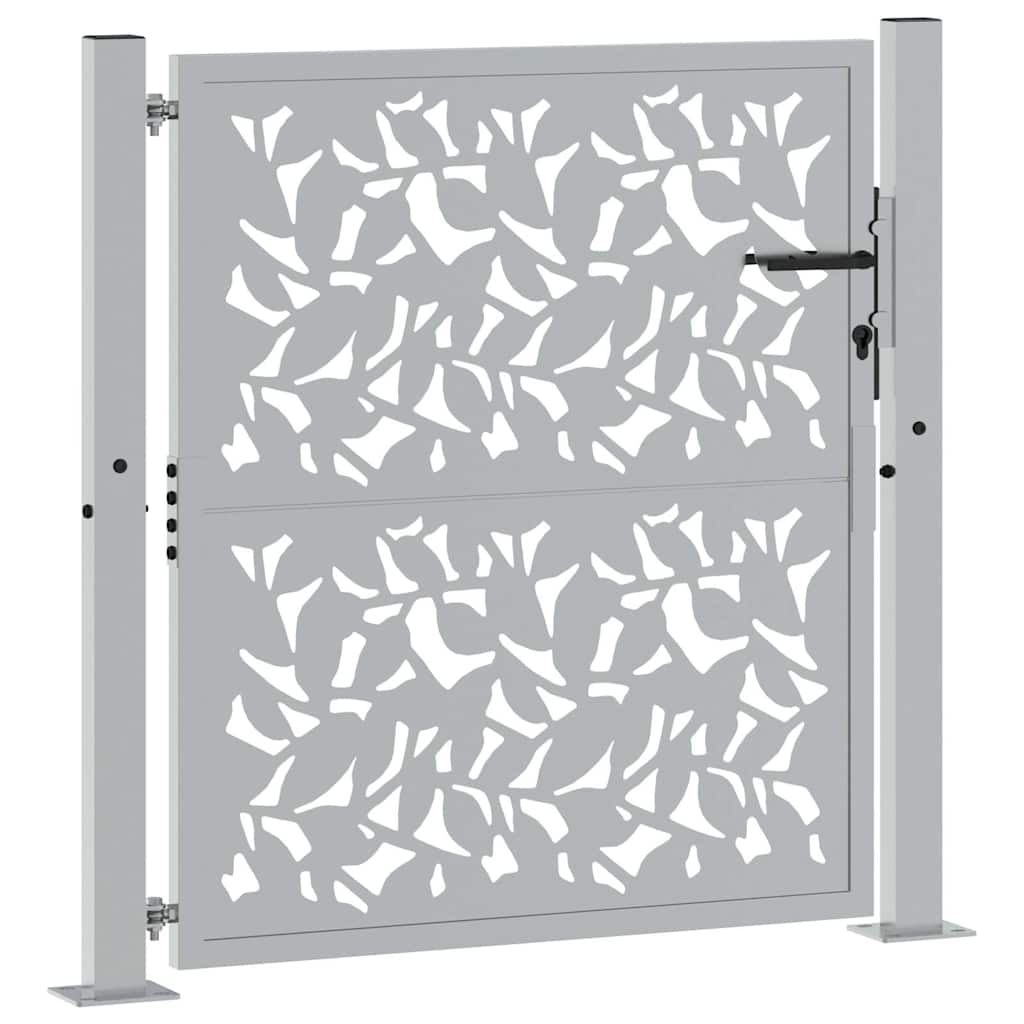vidaXL Brama ogrodowa 100x100 cm Stal nierdzewna Wzór liścia