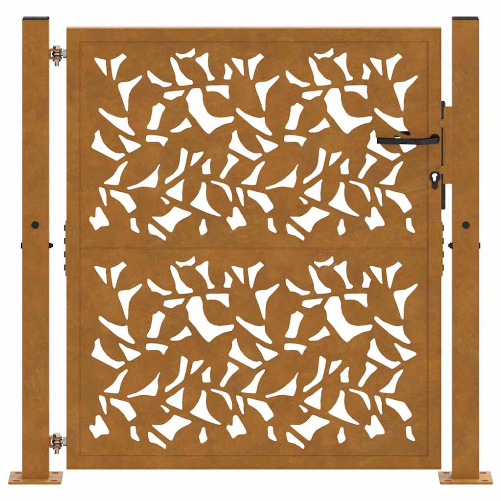 vidaXL Brama ogrodowa 100x100 cm Stal nierdzewna Wzór liścia