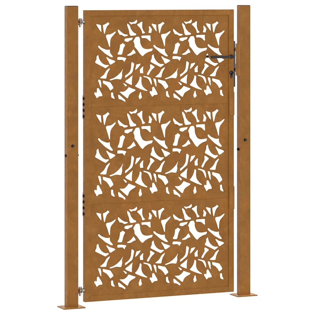 vidaXL Brama ogrodowa 100x125 cm Stal nierdzewna Wzór liścia