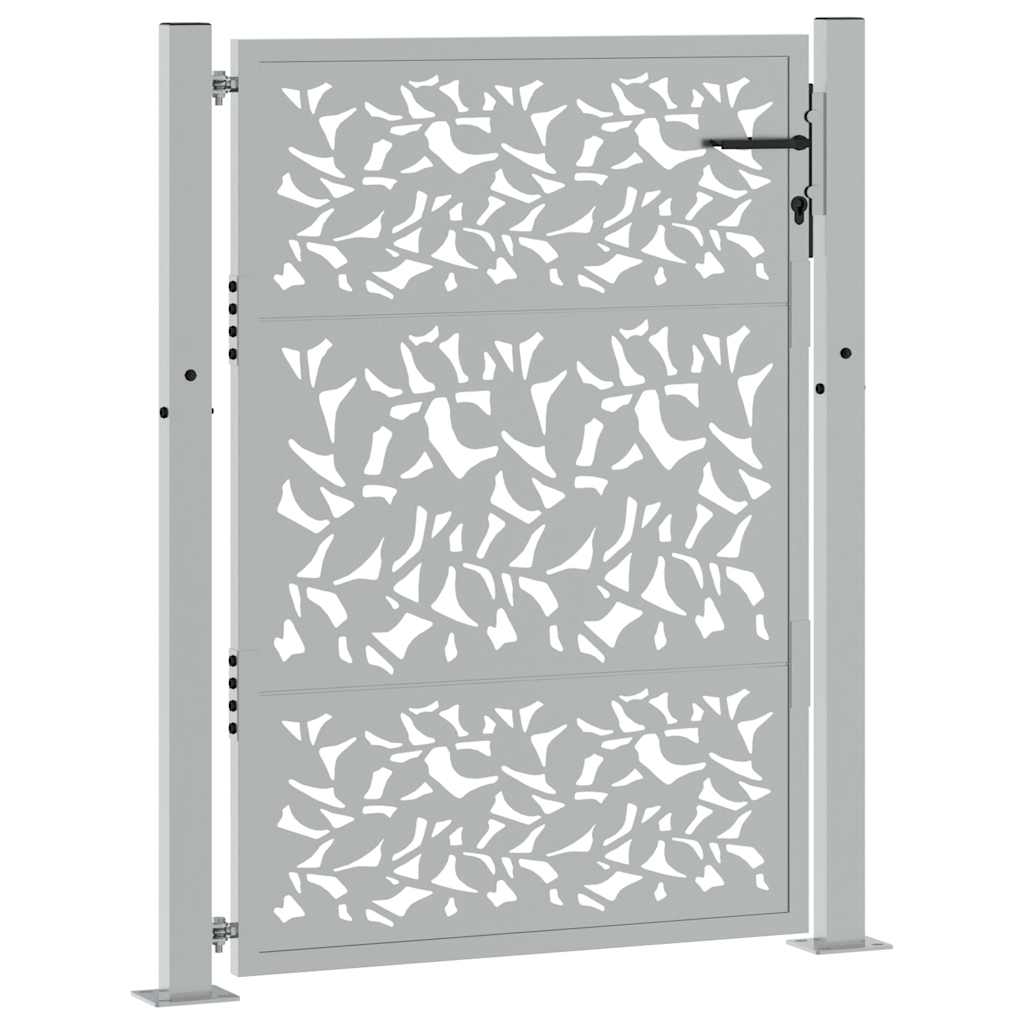 vidaXL Brama ogrodowa 100x125 cm Stal nierdzewna Wzór liścia