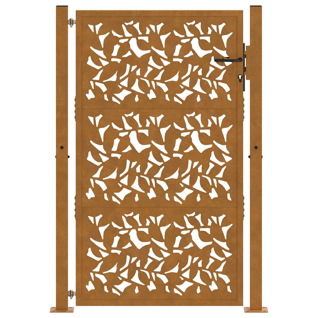 vidaXL Brama ogrodowa 100x125 cm Stal nierdzewna Wzór liścia