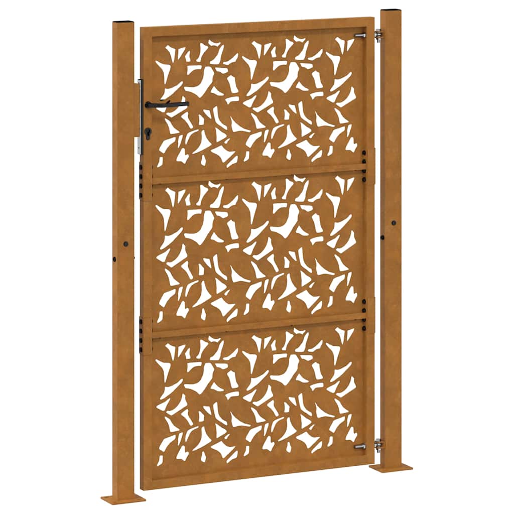 vidaXL Brama ogrodowa 100x125 cm Stal nierdzewna Wzór liścia