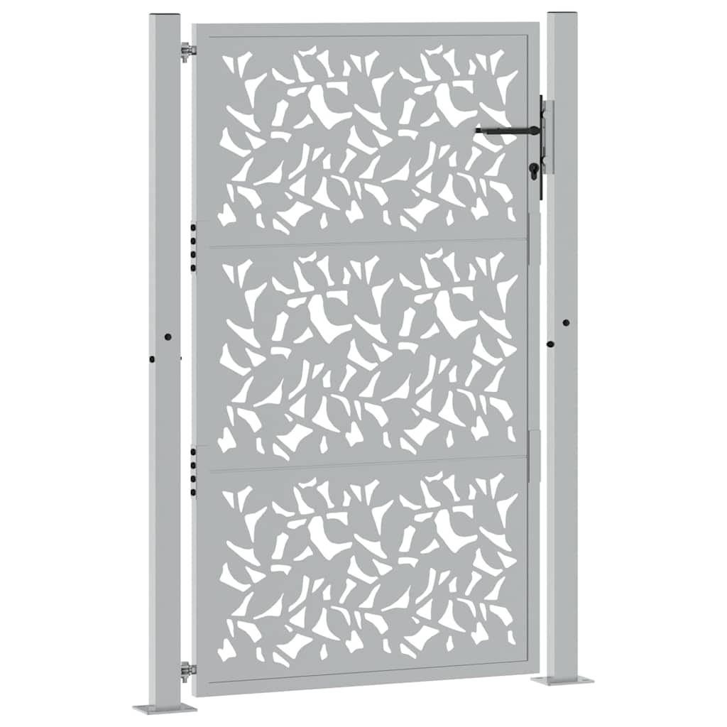vidaXL Brama ogrodowa 100x150 cm Stal nierdzewna Wzór liścia