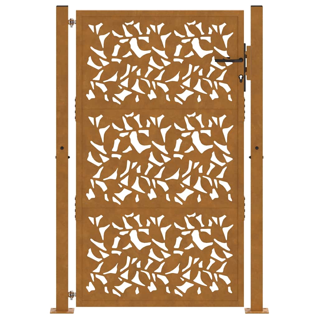 vidaXL Brama ogrodowa 100x150 cm Stal nierdzewna Wzór liścia