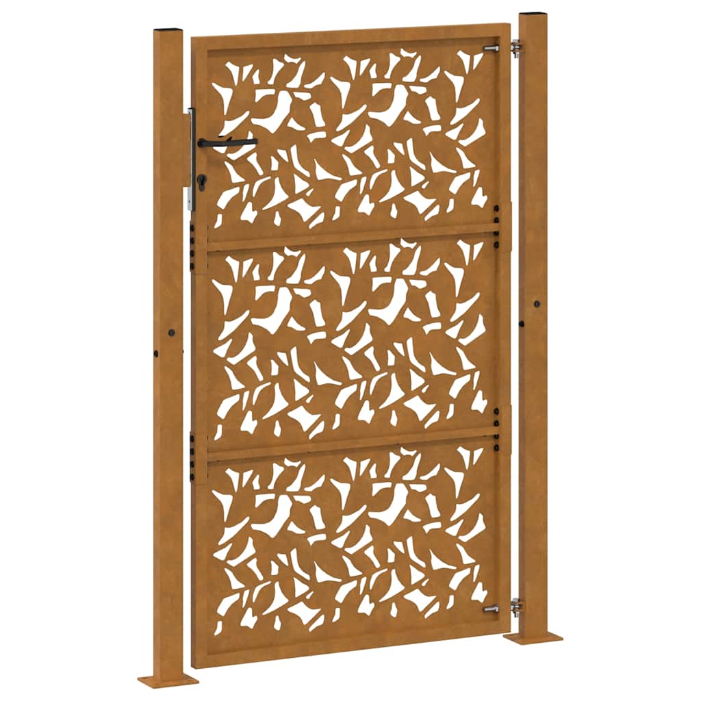 vidaXL Brama ogrodowa 100x150 cm Stal nierdzewna Wzór liścia
