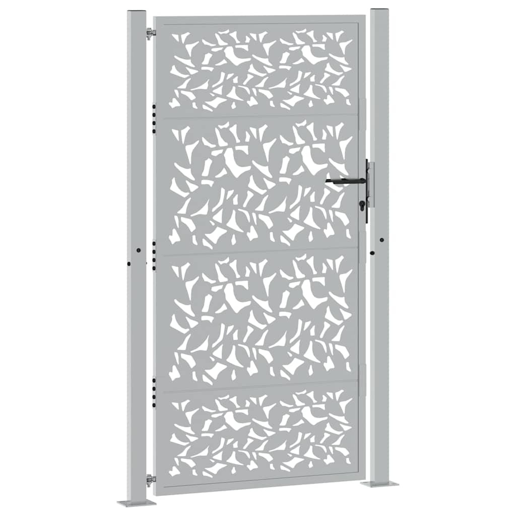 vidaXL Brama ogrodowa 100x175 cm Stal nierdzewna Wzór liścia