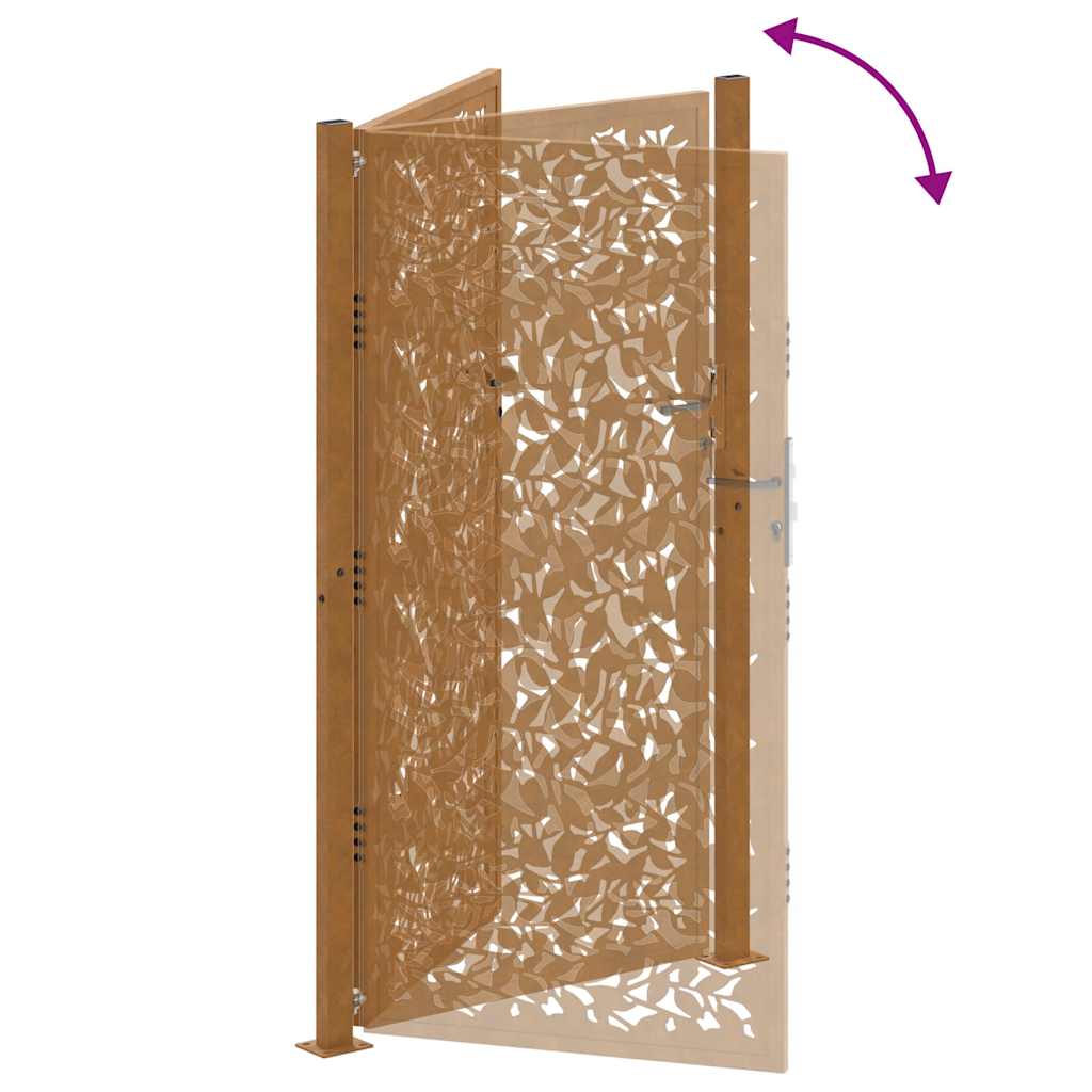 vidaXL Brama ogrodowa 100x175 cm Stal nierdzewna Wzór liścia