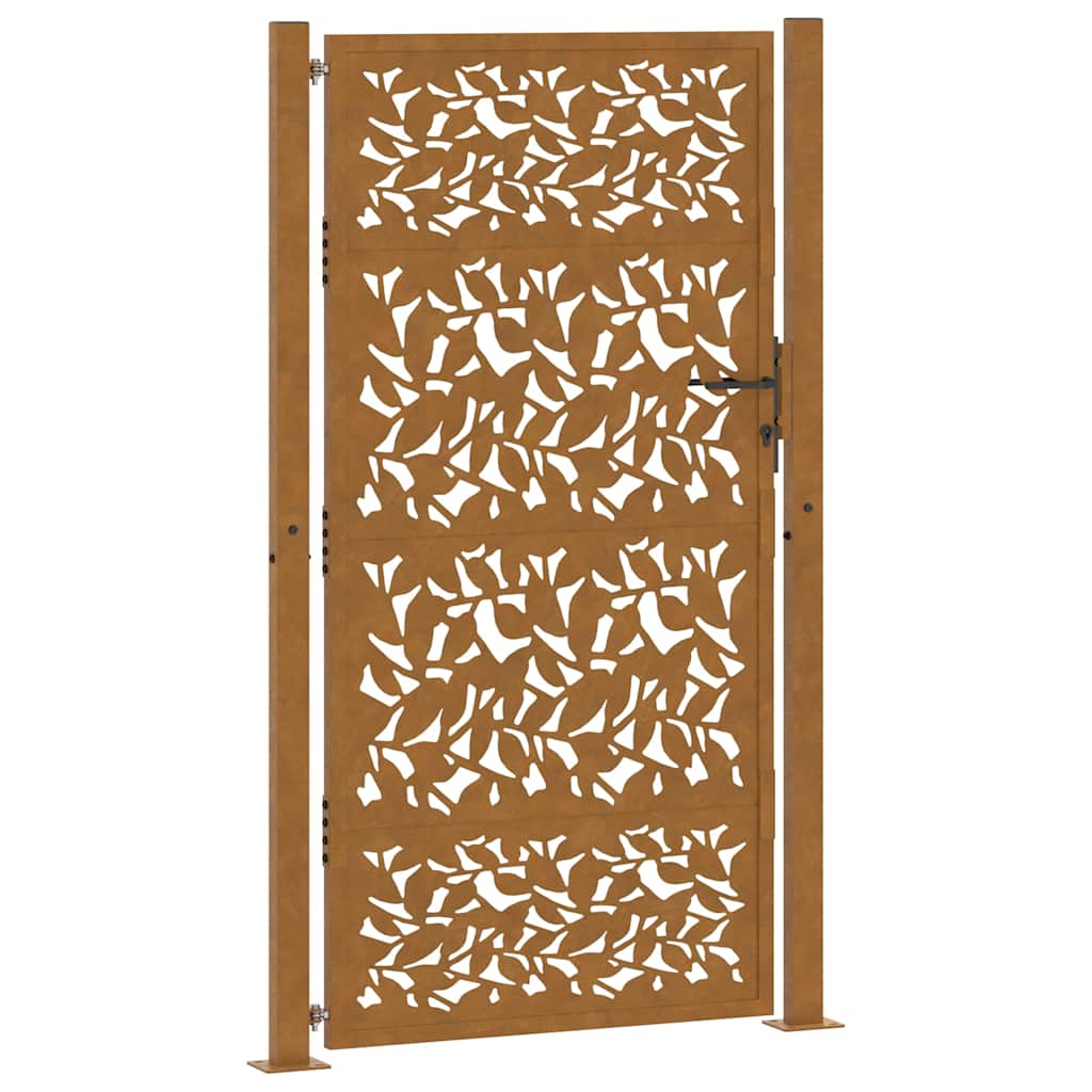 vidaXL Brama ogrodowa 100x200 cm Stal nierdzewna Wzór liścia