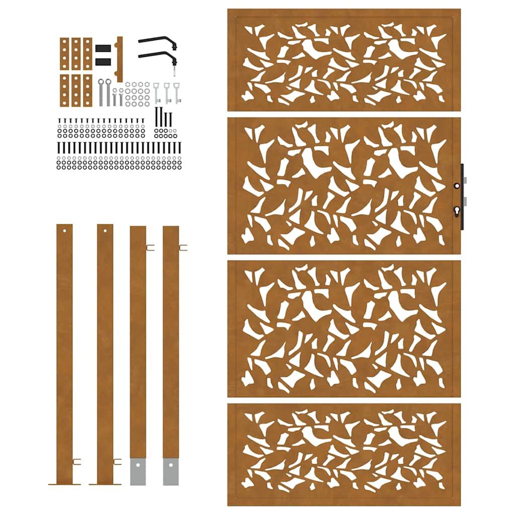 vidaXL Brama ogrodowa 100x200 cm Stal nierdzewna Wzór liścia