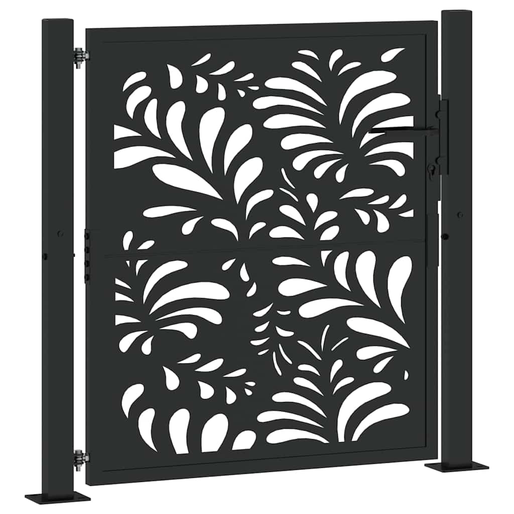 vidaXL Brama ogrodowa czarna 100x100 cm stalowa wzór fali