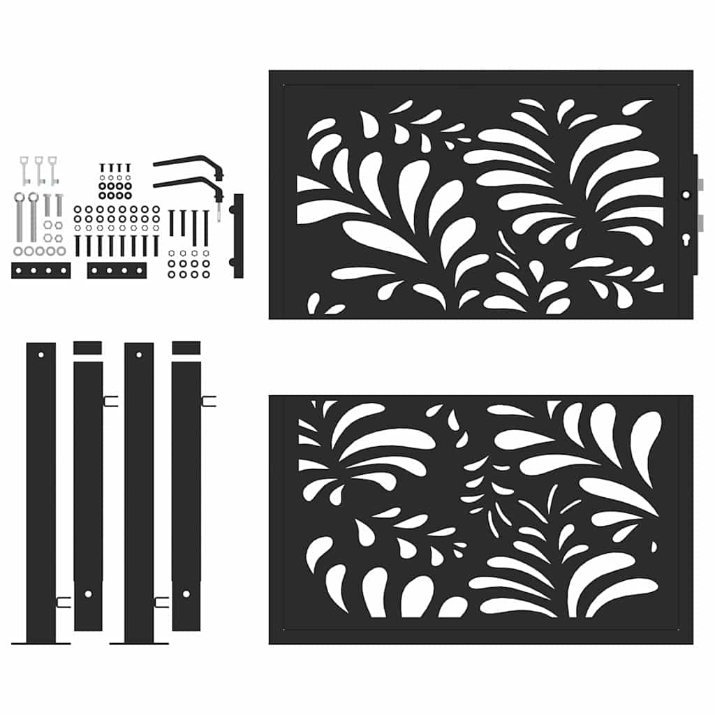 vidaXL Brama ogrodowa czarna 100x100 cm stalowa wzór fali