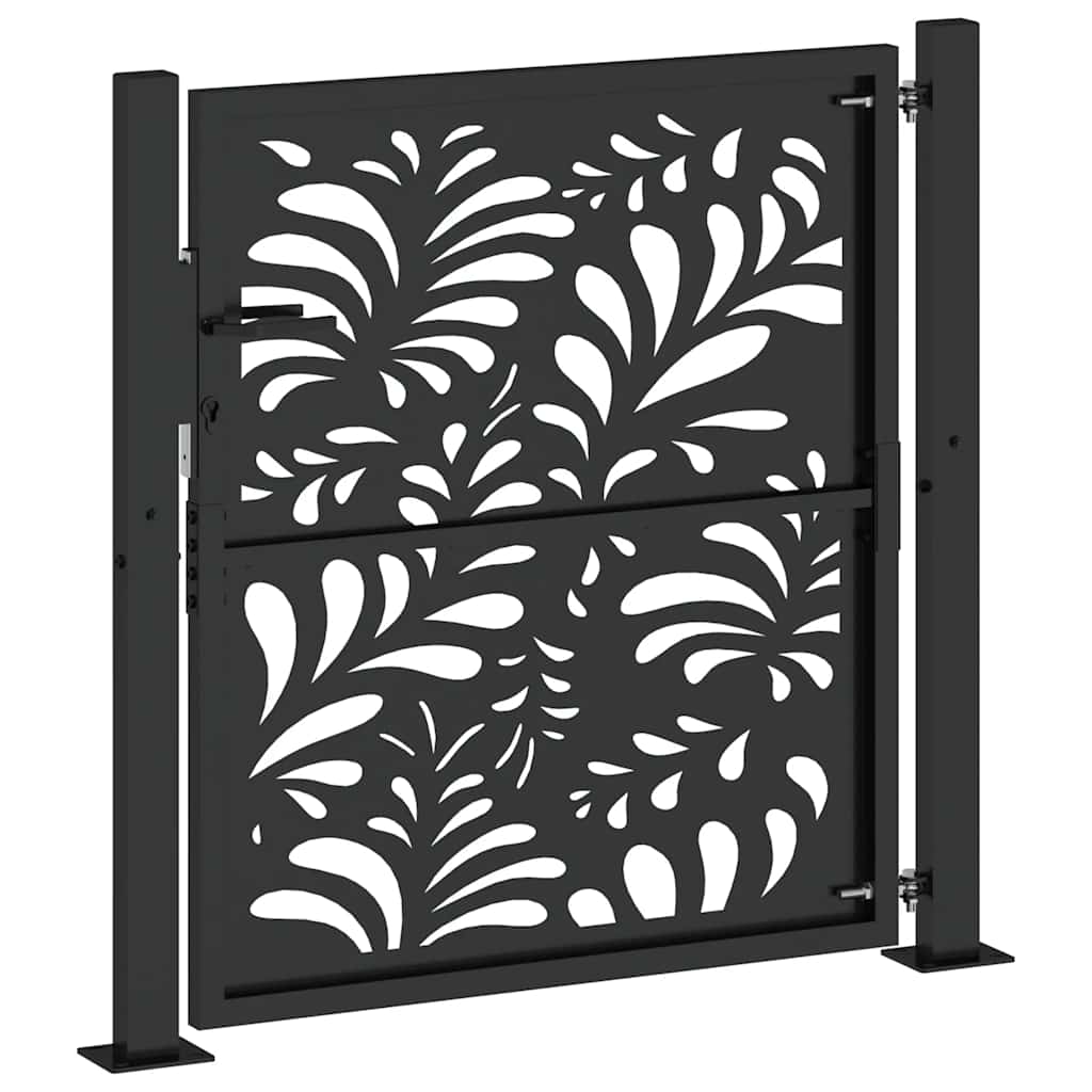 vidaXL Brama ogrodowa czarna 100x100 cm stalowa wzór fali