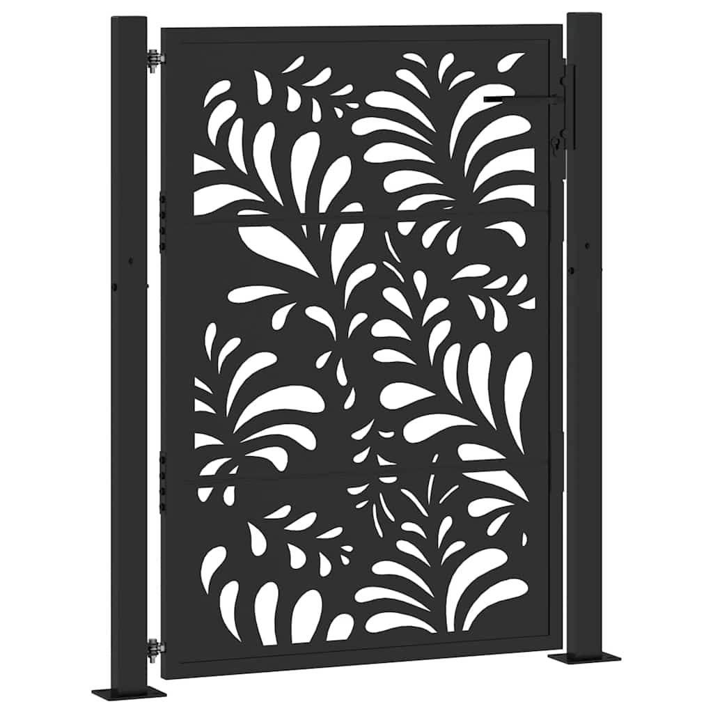 vidaXL Brama ogrodowa czarna 100x125 cm stalowa wzór fali