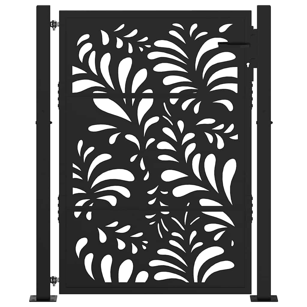 vidaXL Brama ogrodowa czarna 100x125 cm stalowa wzór fali