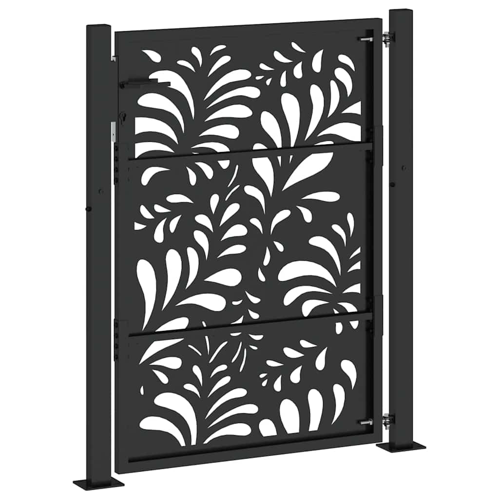 vidaXL Brama ogrodowa czarna 100x125 cm stalowa wzór fali