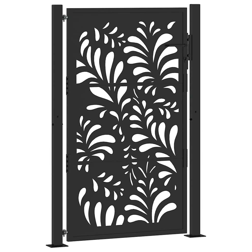 vidaXL Brama ogrodowa czarna 100x150 cm stalowa wzór fali