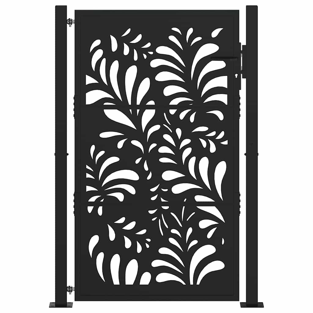 vidaXL Brama ogrodowa czarna 100x150 cm stalowa wzór fali
