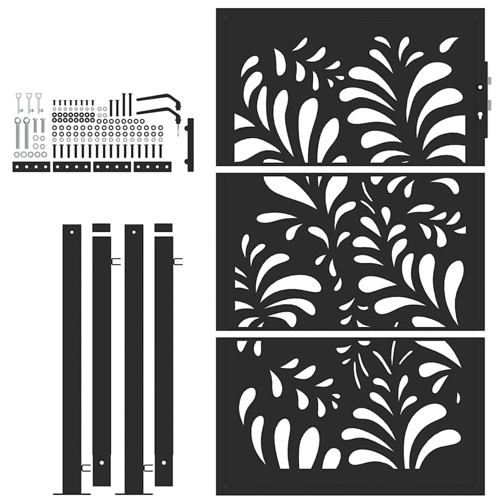 vidaXL Brama ogrodowa czarna 100x150 cm stalowa wzór fali