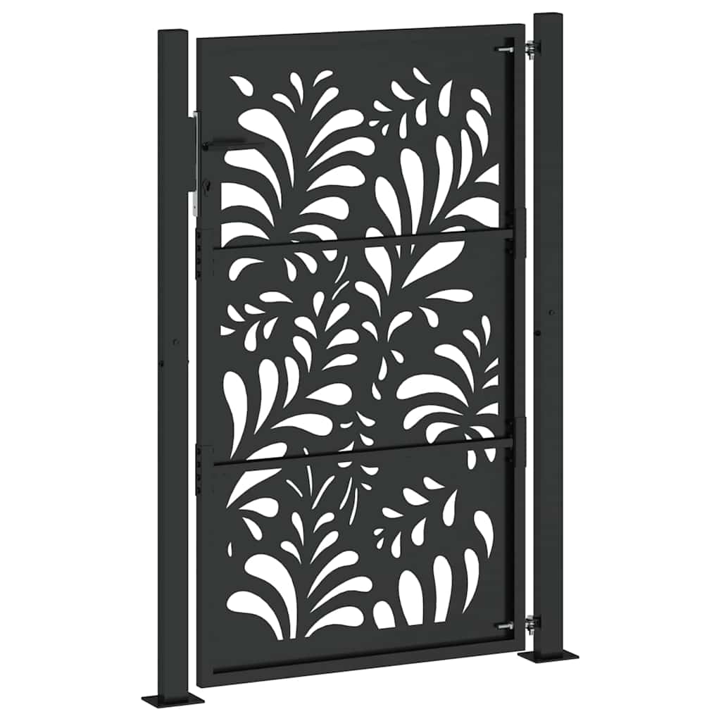 vidaXL Brama ogrodowa czarna 100x150 cm stalowa wzór fali