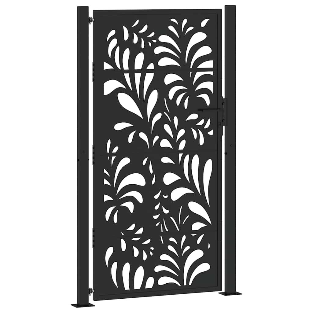 vidaXL Brama ogrodowa czarna 100x175 cm stalowa wzór fali