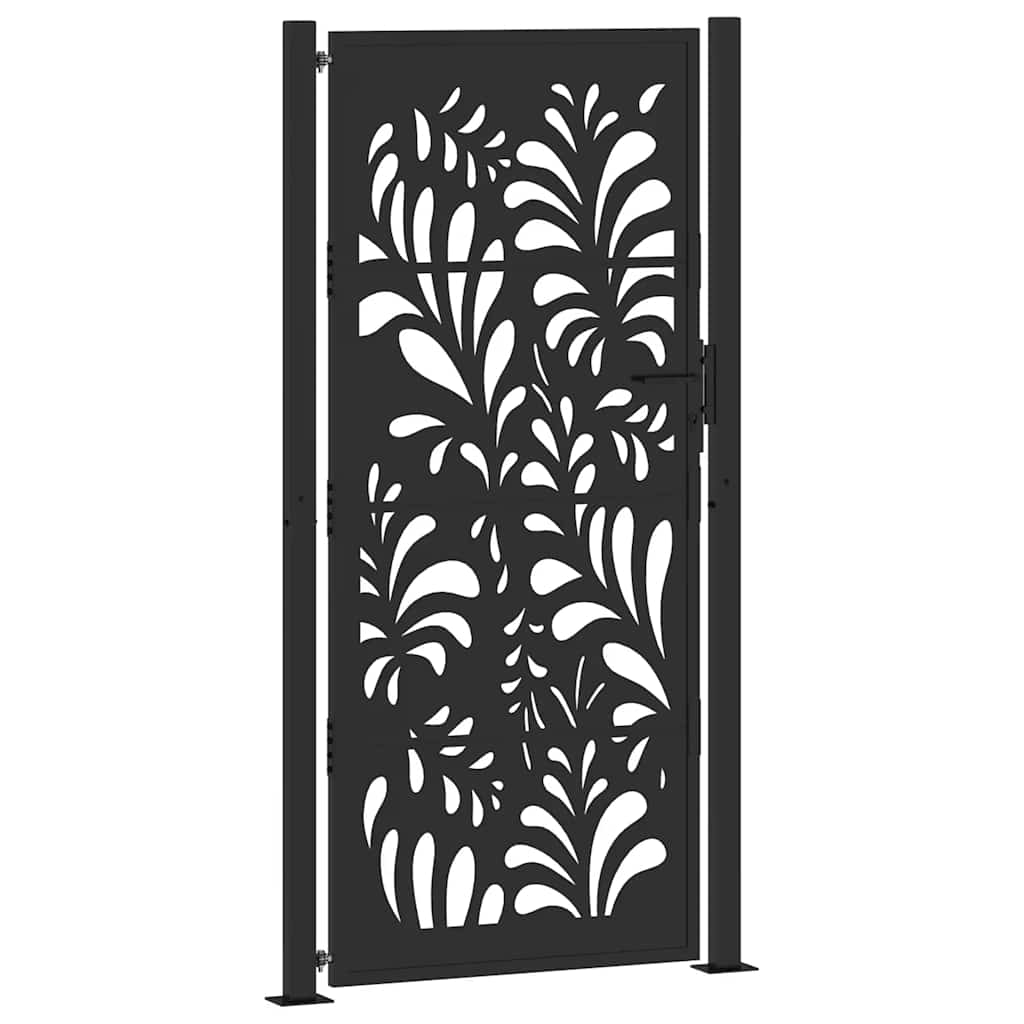 vidaXL Brama ogrodowa czarna 100x200 cm stalowa wzór fali