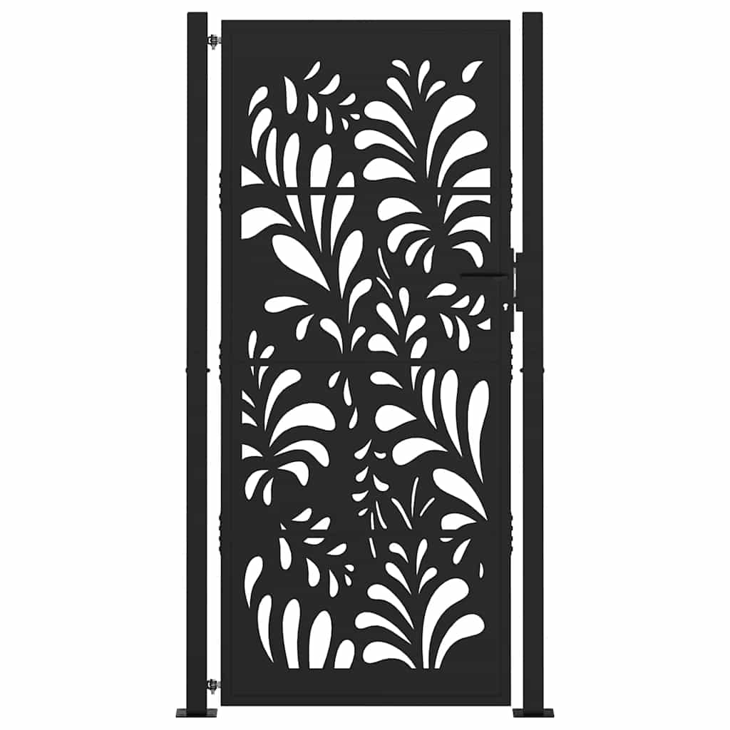 vidaXL Brama ogrodowa czarna 100x200 cm stalowa wzór fali