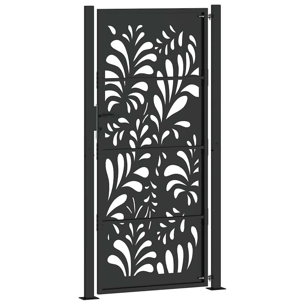 vidaXL Brama ogrodowa czarna 100x200 cm stalowa wzór fali