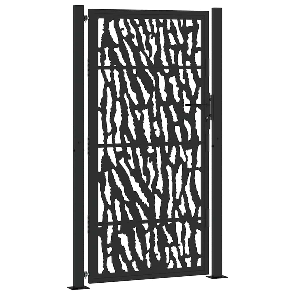 vidaXL Brama ogrodowa czarna 100x175 cm Stalowy wzór śladu