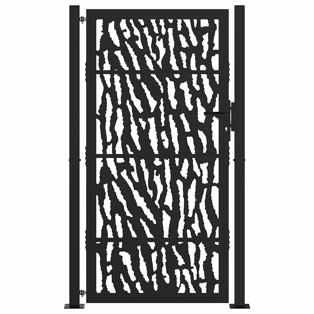vidaXL Brama ogrodowa czarna 100x175 cm Stalowy wzór śladu